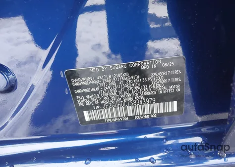 2025 Subaru Crosstrek Premium из США, поврежденный, VIN JF2GUHDC7S8343979